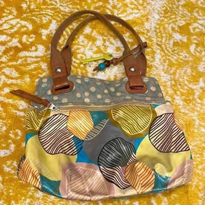 Fossil key per wax cloth, canvas leather shoulder mod bag